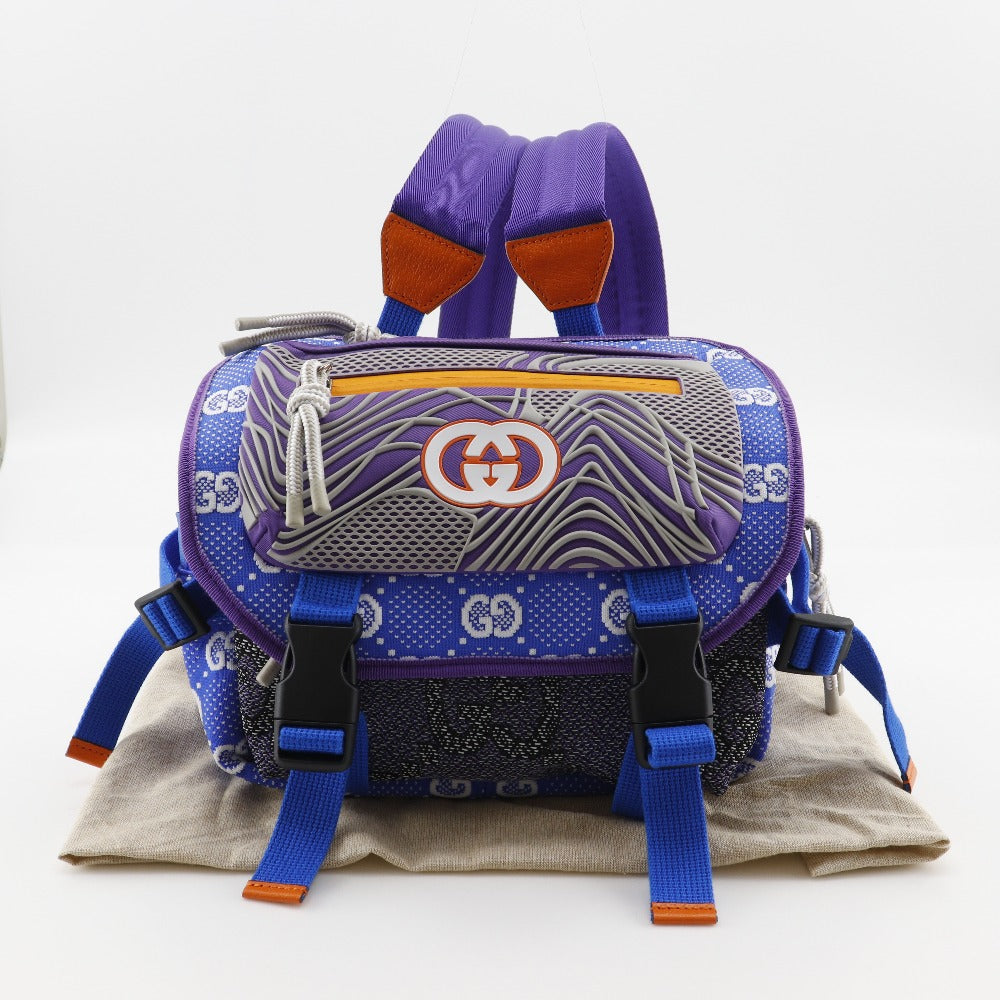 GUCCI Backpack 752100 Nylon Blue / Purple 2WAY waist bag GG small bag