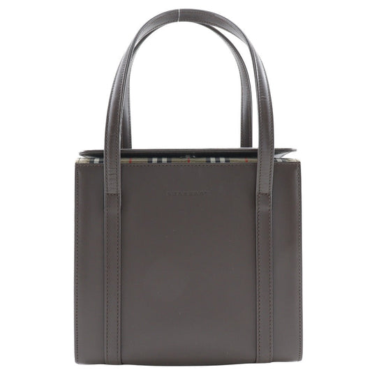 BURBERRY Handbag Calfskin Brown Nova Check box Women Used Authentic