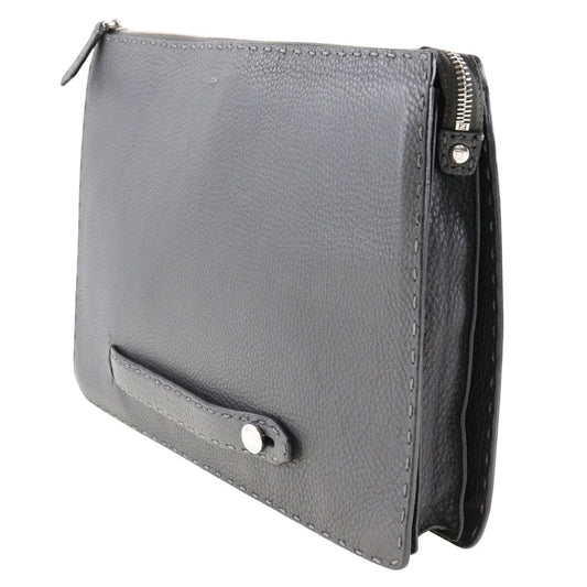 FENDI Clutch bag Seleria calf gray