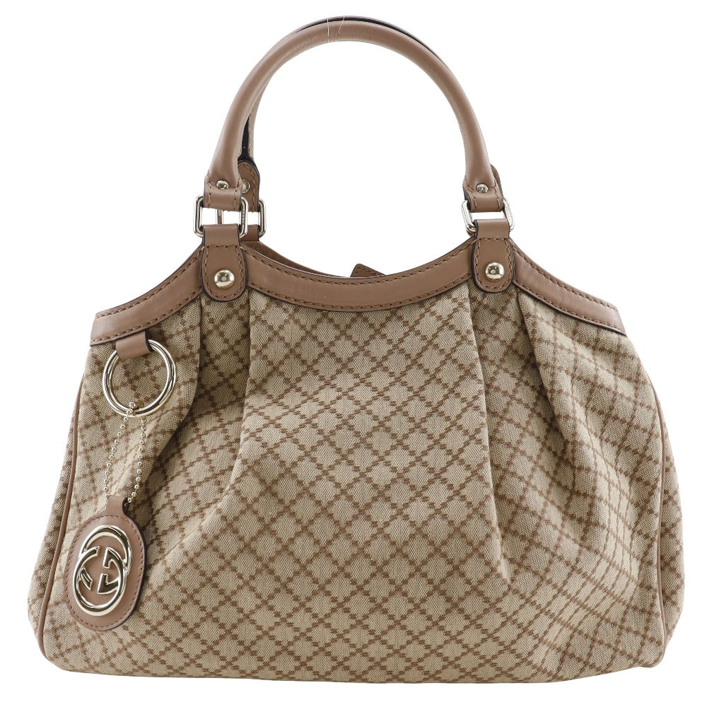 GUCCI Handbag 211944 canvas Beige / pink Diamante Sukey bag Women Used Authentic