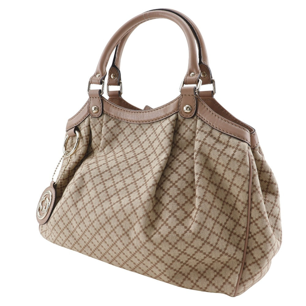 GUCCI Handbag 211944 canvas Beige / pink Diamante Sukey bag Women Used Authentic
