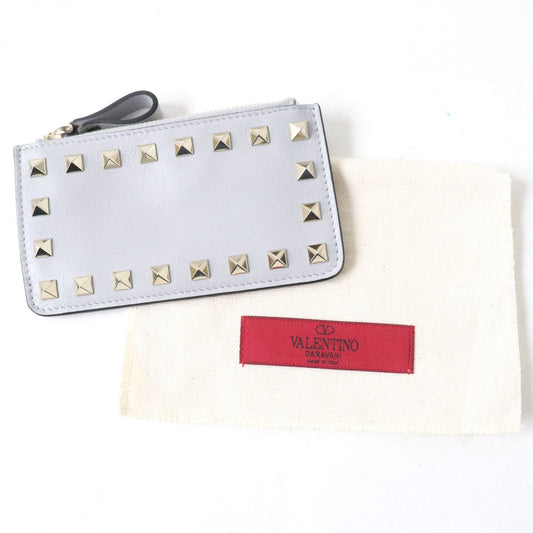 VALENTINO Coin case Main: Leather gray Women Used Authentic