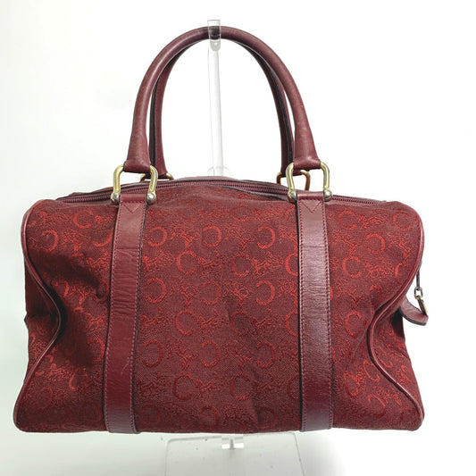 CELINE Boston Duffel bag Canvas / leather Red C Macadam Carriage vintage Women Used Authentic