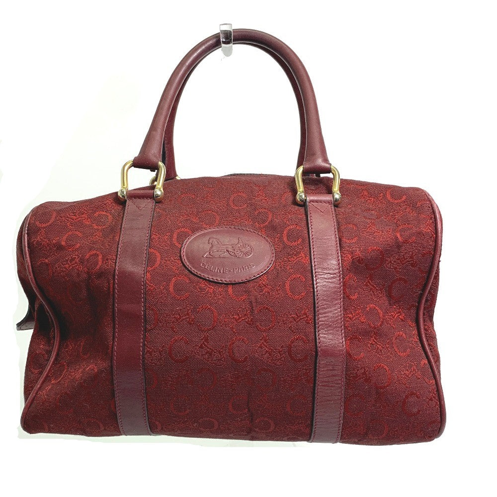 CELINE Boston Duffel bag Canvas / leather Red C Macadam Carriage vintage Women Used Authentic
