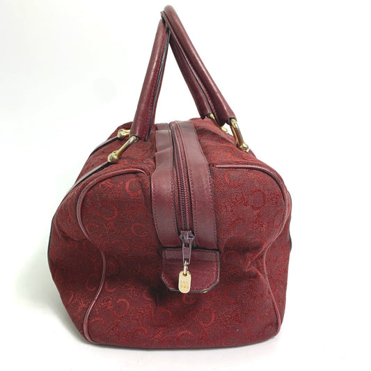 CELINE Boston Duffel bag Canvas / leather Red C Macadam Carriage vintage Women Used Authentic