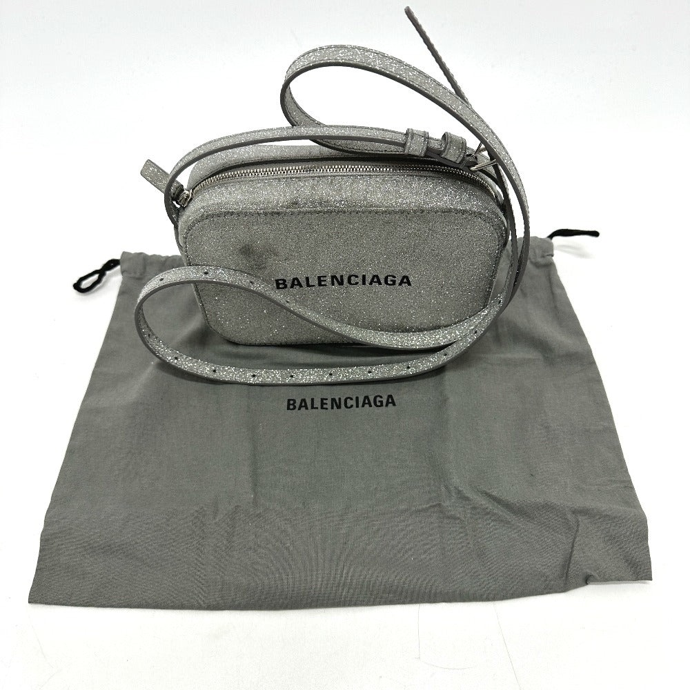 BALENCIAGA Shoulder Bag 552372 leather Silver logo Everyday camera bag Women Used Authentic