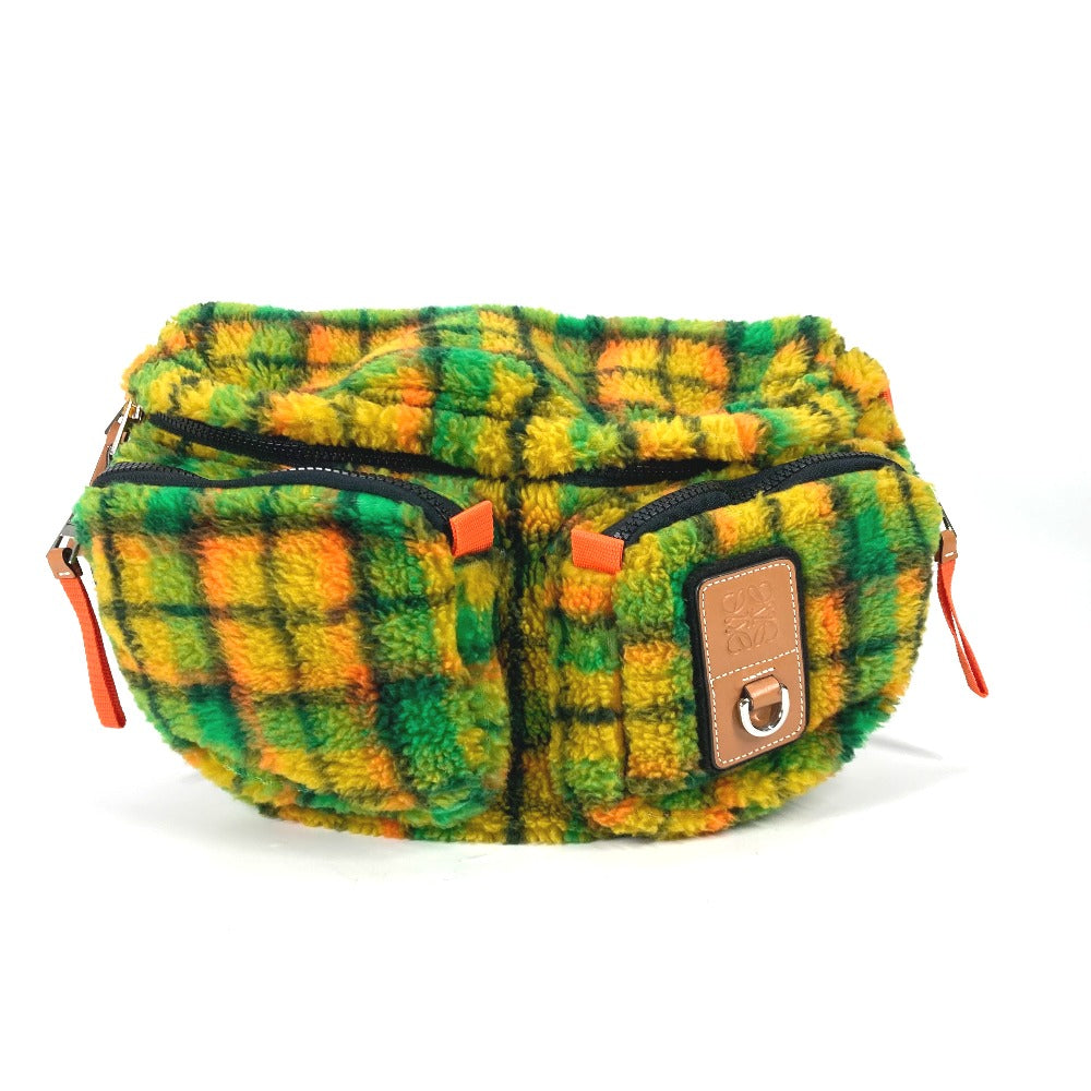 LOEWE Sling bag Fur / Leather multicolor anagram bore check mens Used Authentic