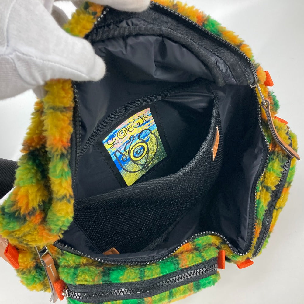 LOEWE Sling bag Fur / Leather multicolor anagram bore check mens Used Authentic