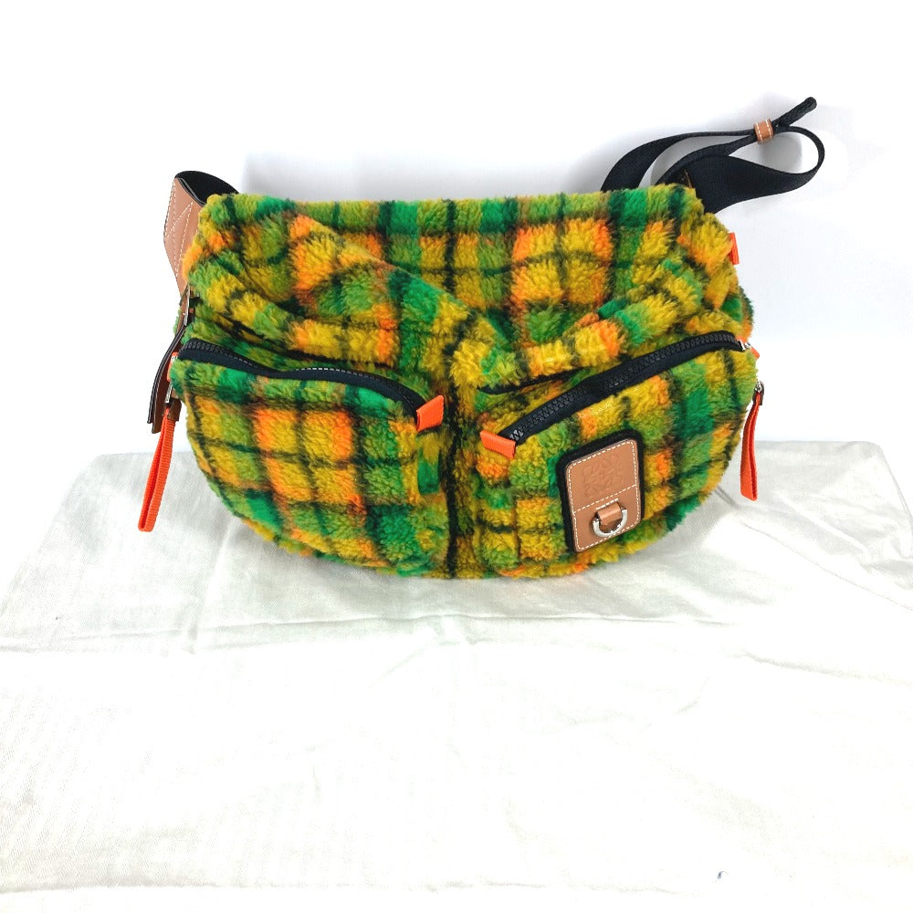 LOEWE Sling bag Fur / Leather multicolor anagram bore check mens Used Authentic