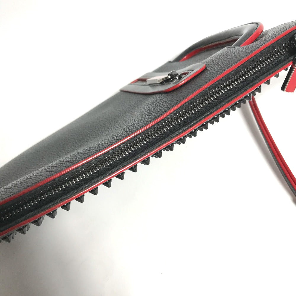 Christian Louboutin Shoulder Bag leather black Spike studs 3WAY mens Used Authentic