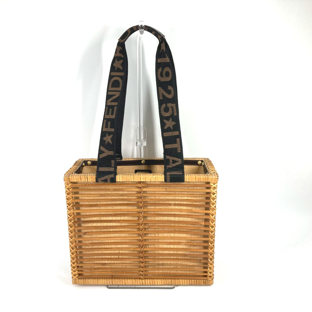 FENDI Handbag Rattan Brown straw basket bag basket basket