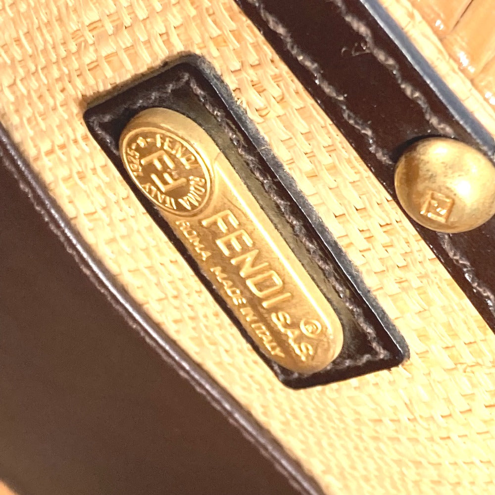 FENDI Handbag Rattan Brown straw basket bag basket basket
