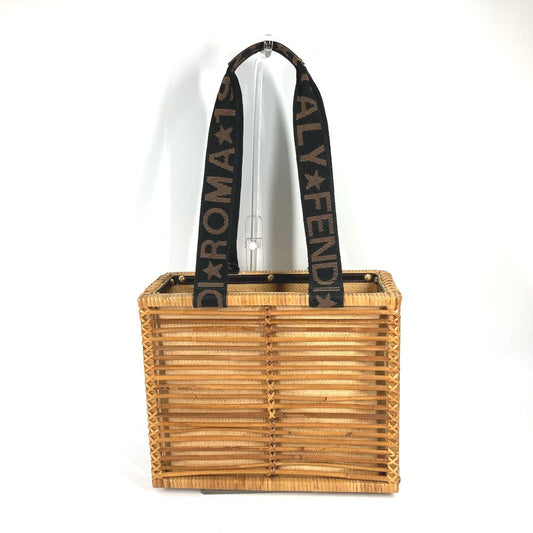 FENDI Handbag Rattan Brown straw basket bag basket basket