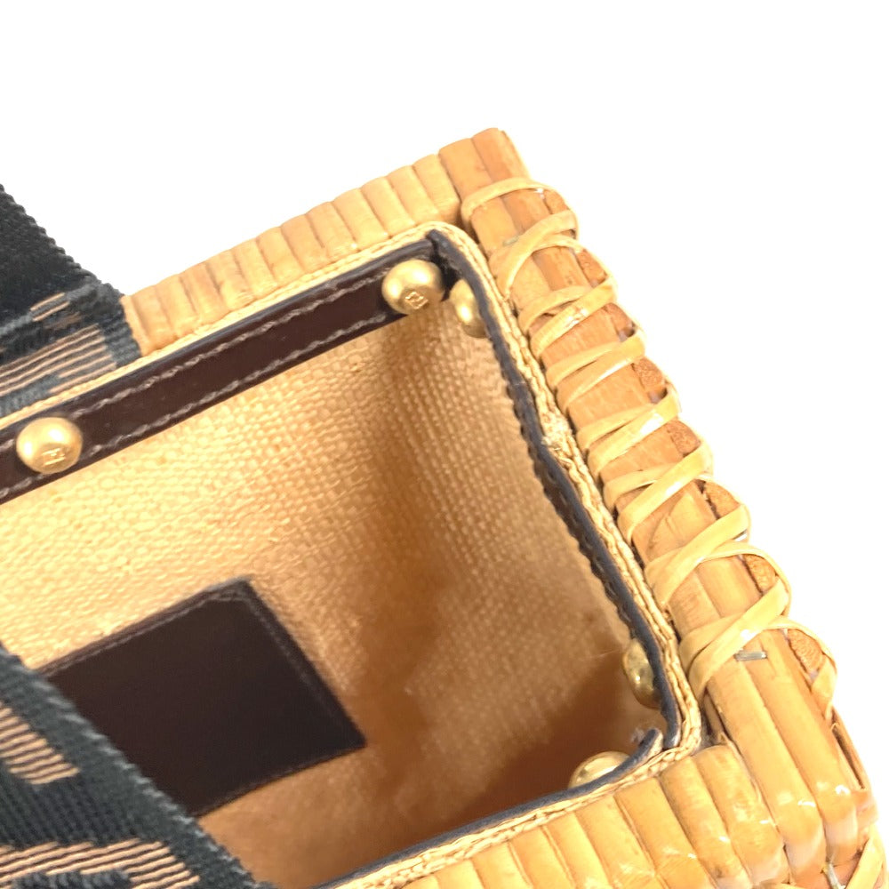 FENDI Handbag Rattan Brown straw basket bag basket basket