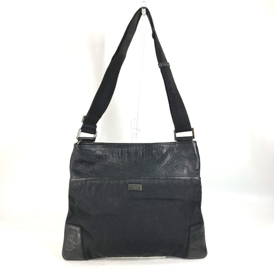 GUCCI Shoulder Bag 161822 Leather, Nylon black Guccisima GG mens Used Authentic