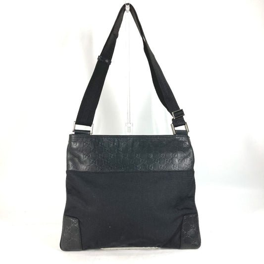 GUCCI Shoulder Bag 161822 Leather, Nylon black Guccisima GG mens Used Authentic