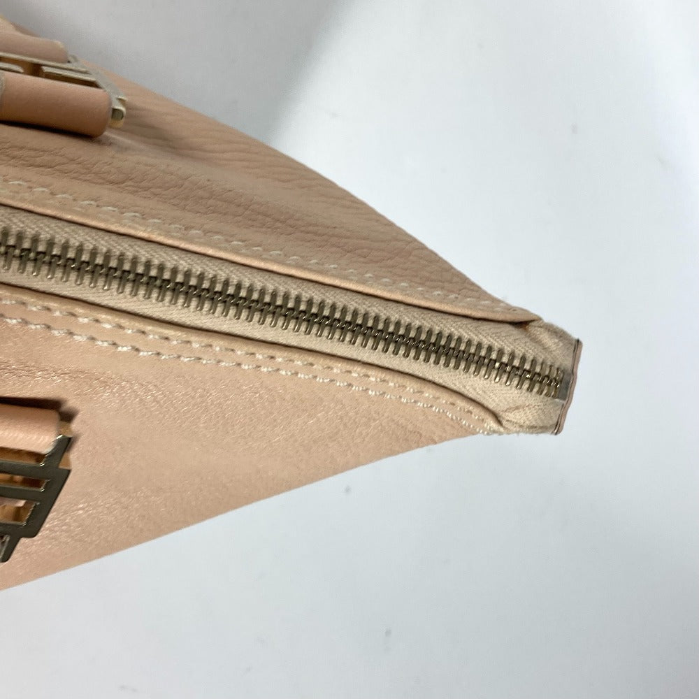 FENDI Handbag leather beige FF logo Women Used Authentic