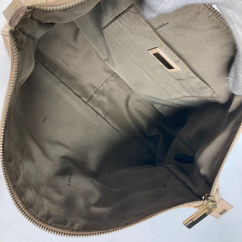 FENDI Handbag leather beige FF logo Women Used Authentic