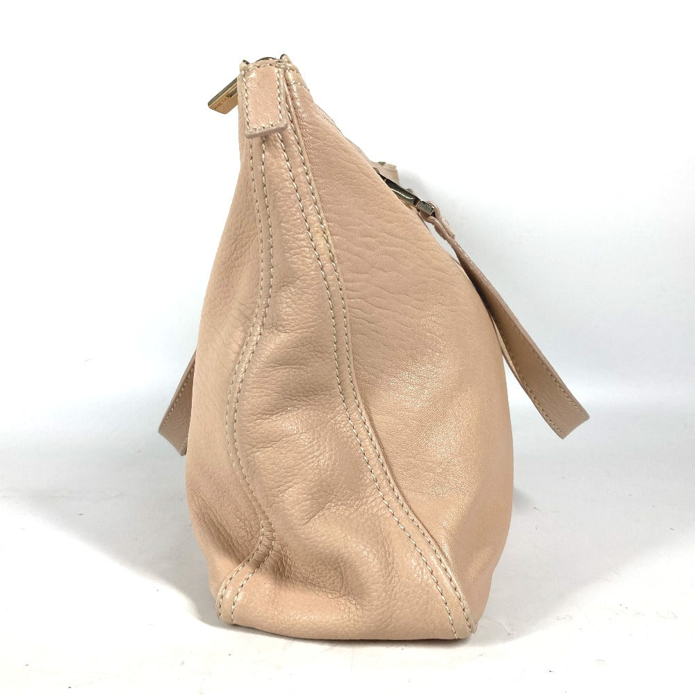 FENDI Handbag leather beige FF logo Women Used Authentic