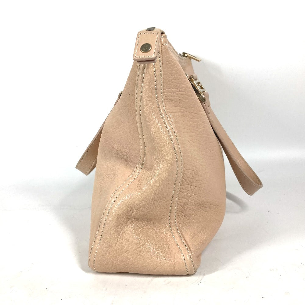 FENDI Handbag leather beige FF logo Women Used Authentic