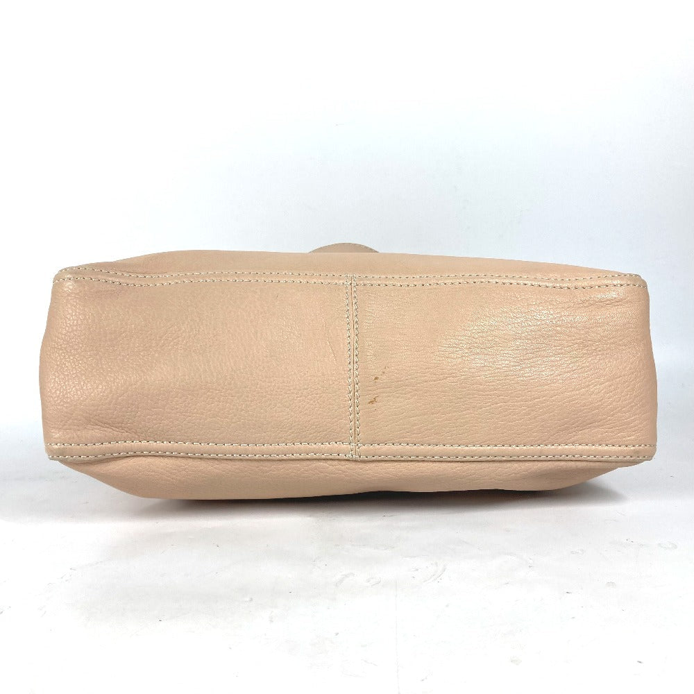 FENDI Handbag leather beige FF logo Women Used Authentic