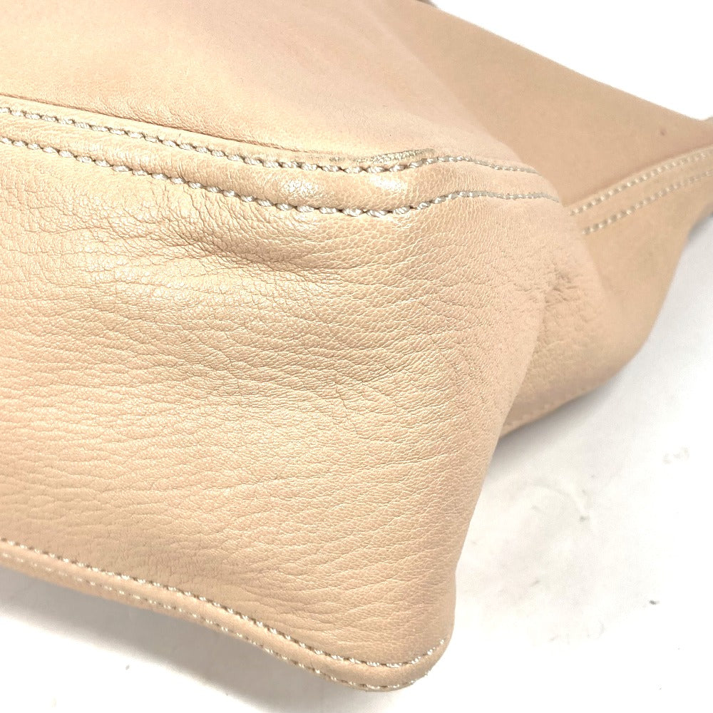 FENDI Handbag leather beige FF logo Women Used Authentic