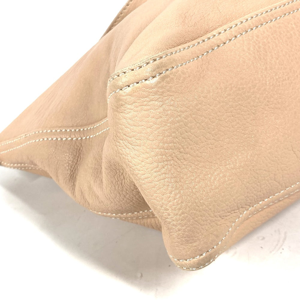FENDI Handbag leather beige FF logo Women Used Authentic