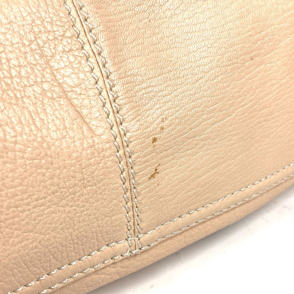 FENDI Handbag leather beige FF logo Women Used Authentic