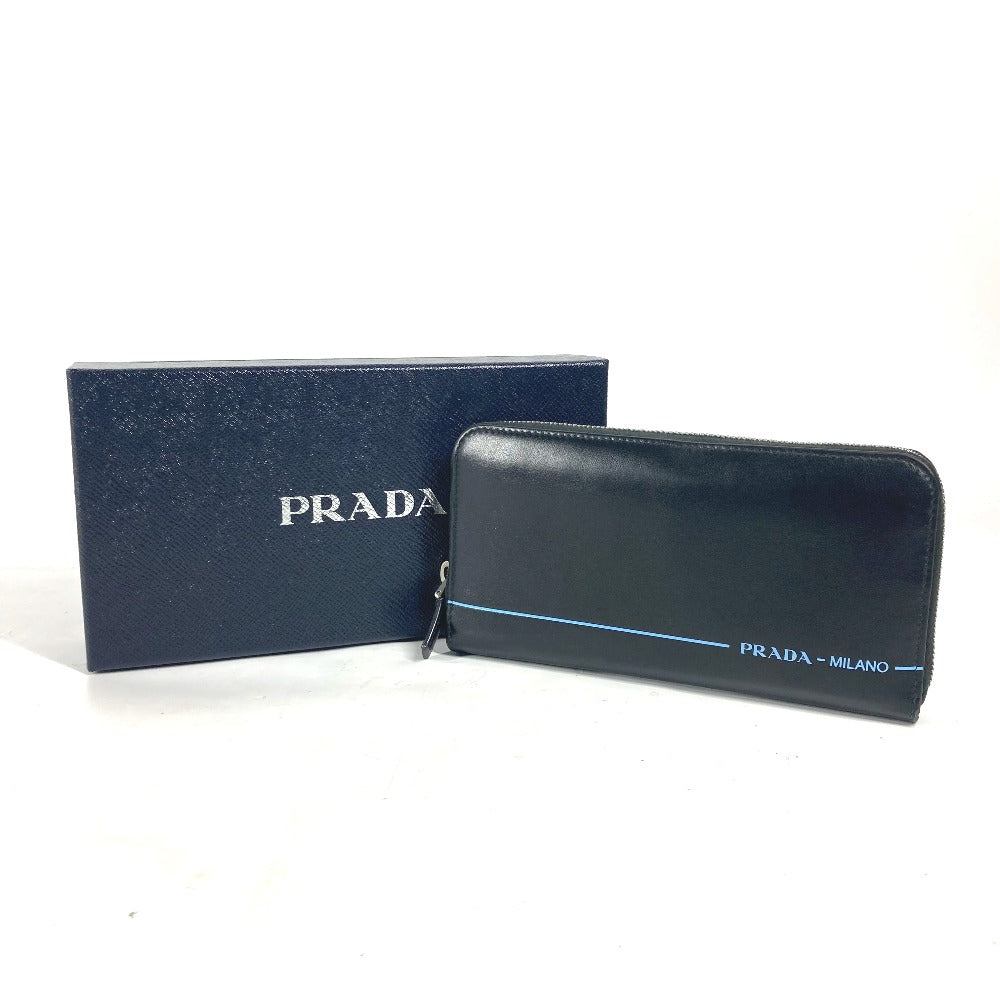 PRADA Long Wallet Purse 2ML317 leather black logo City Sports unisex(Unisex) Used Authentic