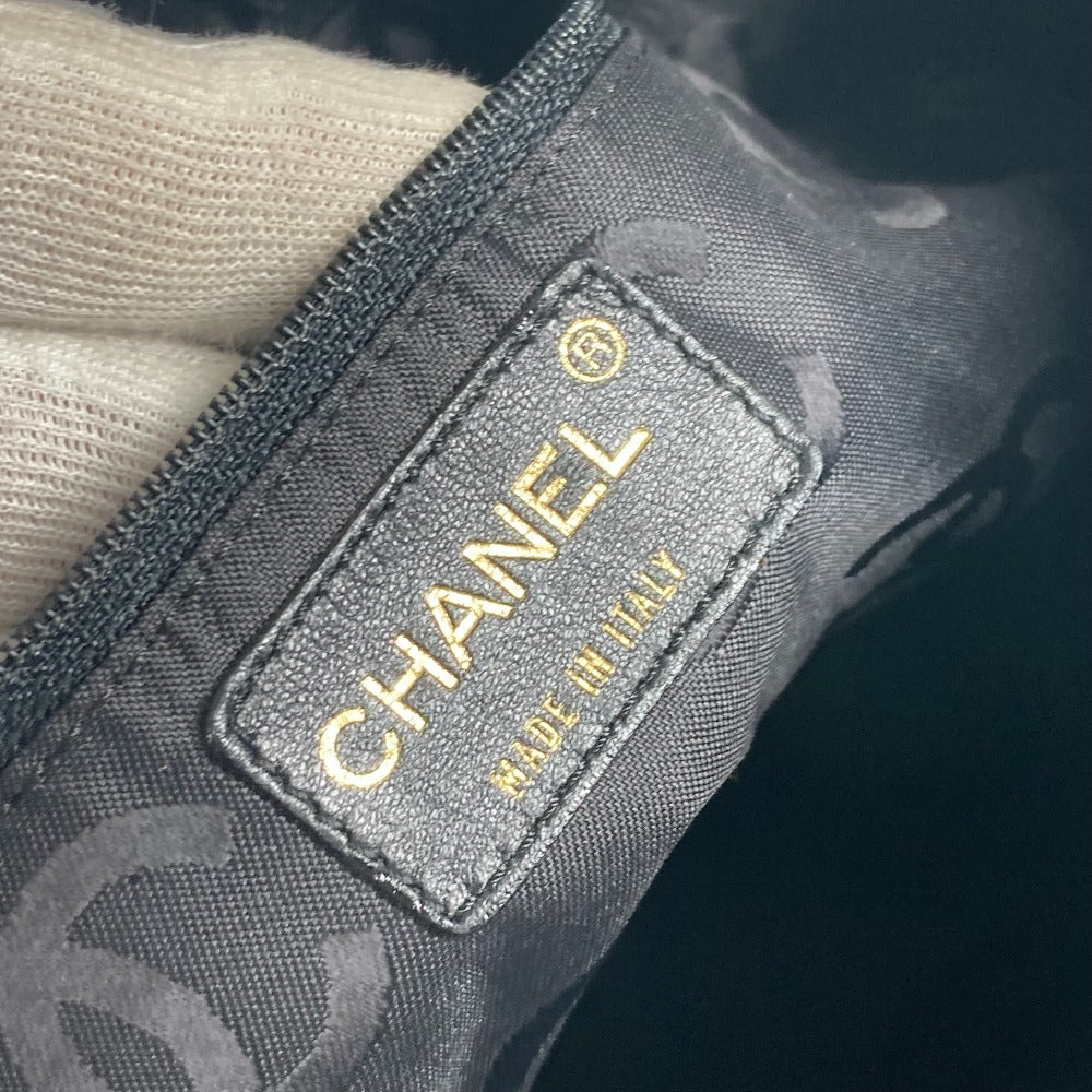 CHANEL Handbag Velour, Leather black Matrasse quilting Round handle Leather handle Women Used Authentic