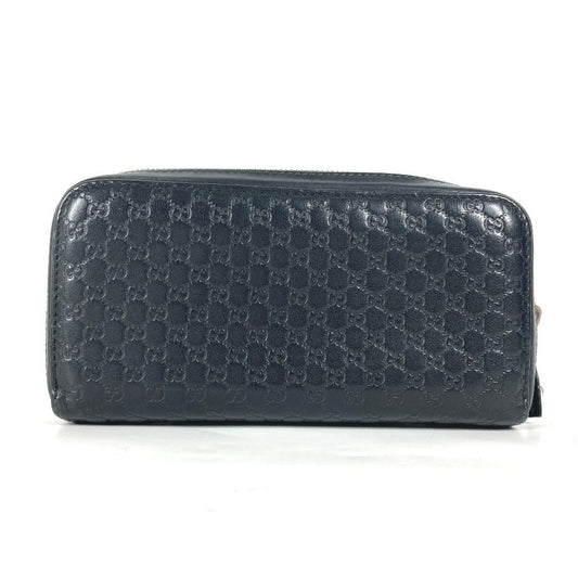 GUCCI Long Wallet Purse 278635 leather black GG Micro Guccisima unisex(Unisex) Used Authentic