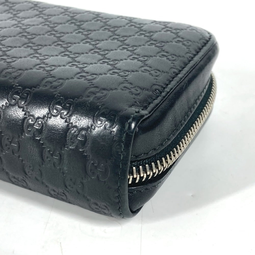 GUCCI Long Wallet Purse 278635 leather black GG Micro Guccisima unisex(Unisex) Used Authentic