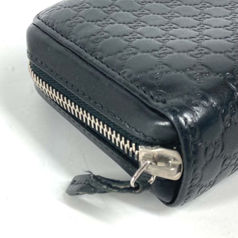 GUCCI Long Wallet Purse 278635 leather black GG Micro Guccisima unisex(Unisex) Used Authentic