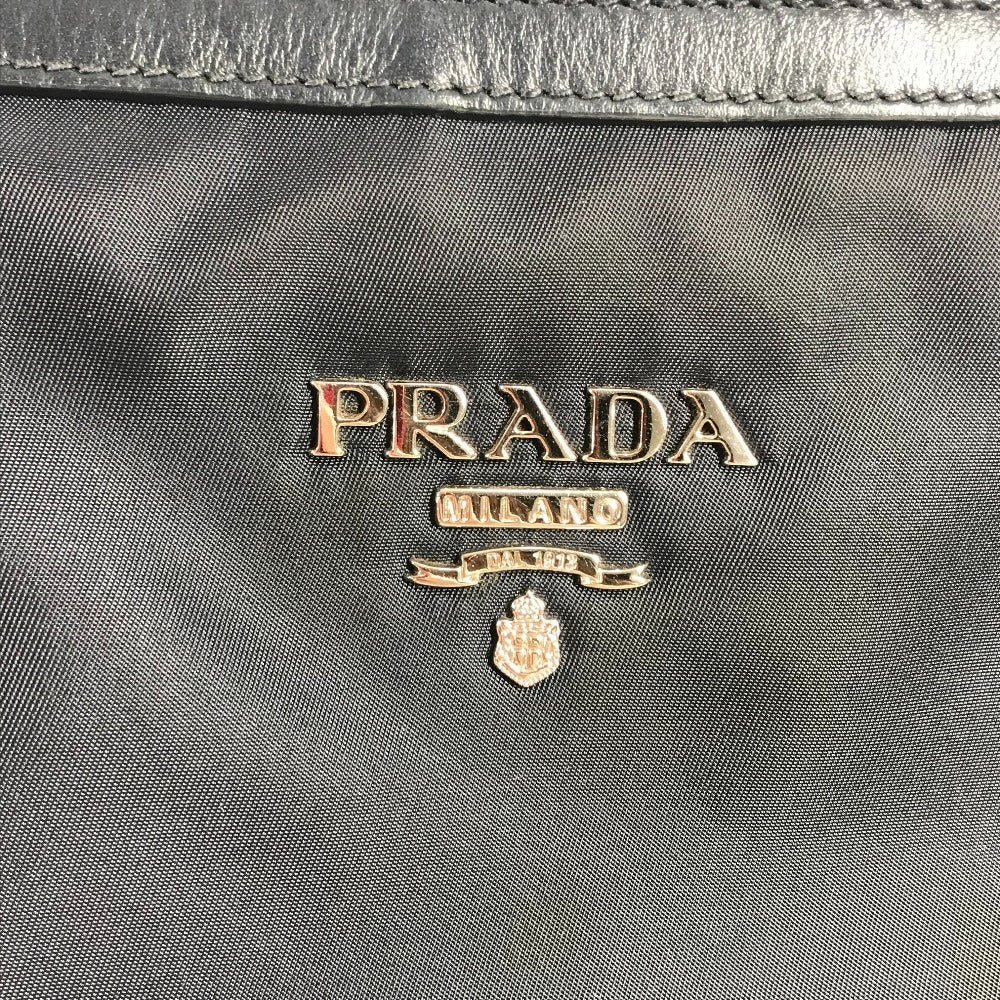 PRADA Shoulder Bag Leather / nylon Navy logo