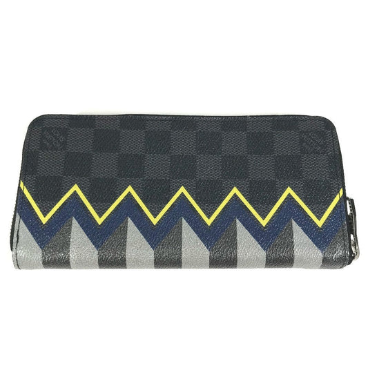 LOUIS VUITTON Long Wallet Purse N61253 Damier Grafitto Canvas black Damier Graphite Karakoram Zippy Wallet Vertical