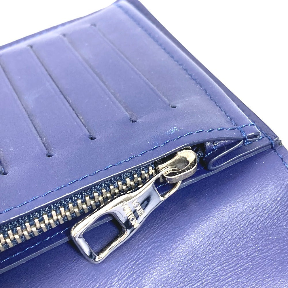 LOUIS VUITTON Long Wallet Purse M81405 leather blue monogram bandana Portefeuille Brazza