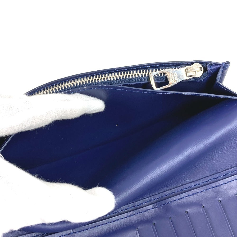 LOUIS VUITTON Long Wallet Purse M81405 leather blue monogram bandana Portefeuille Brazza