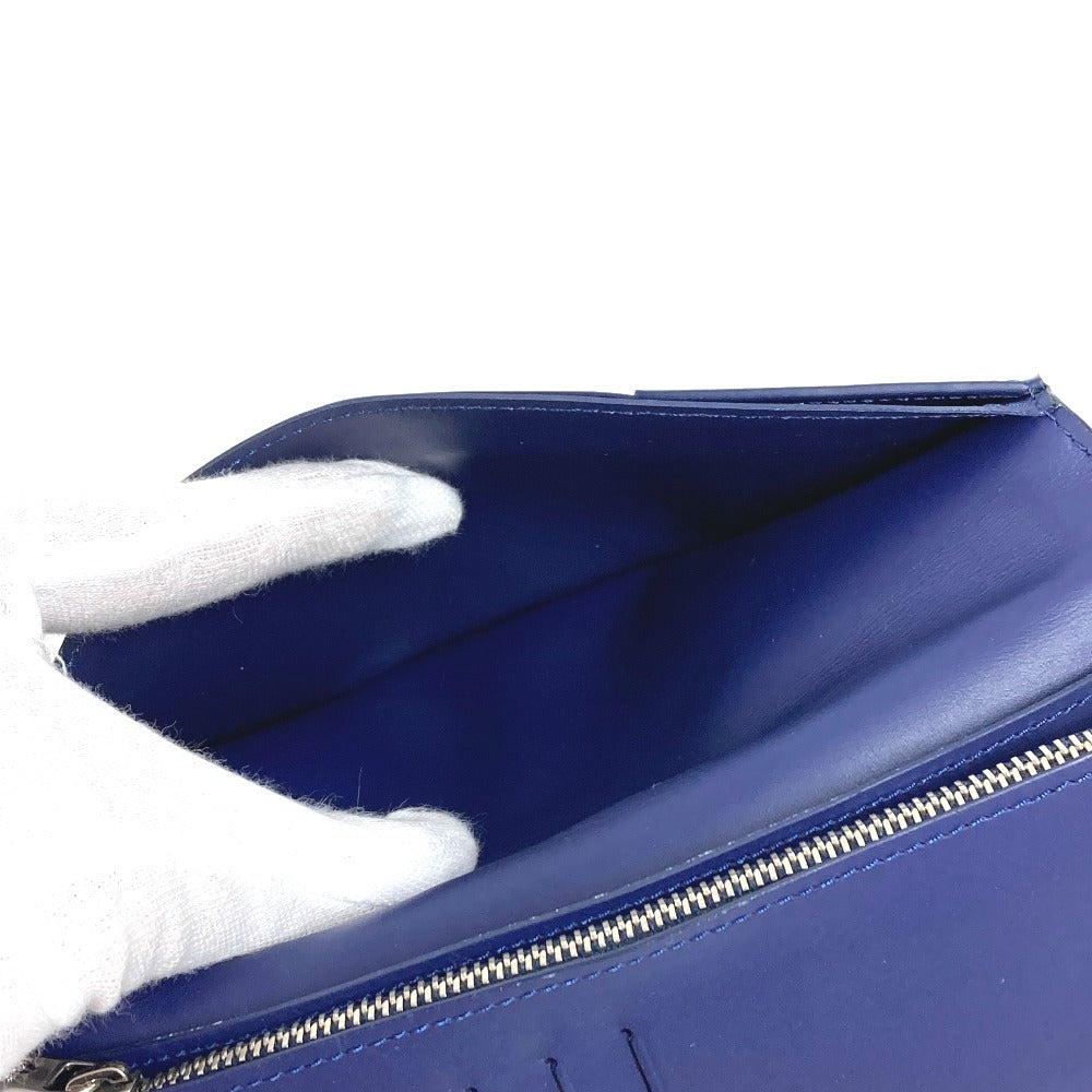 LOUIS VUITTON Long Wallet Purse M81405 leather blue monogram bandana Portefeuille Brazza
