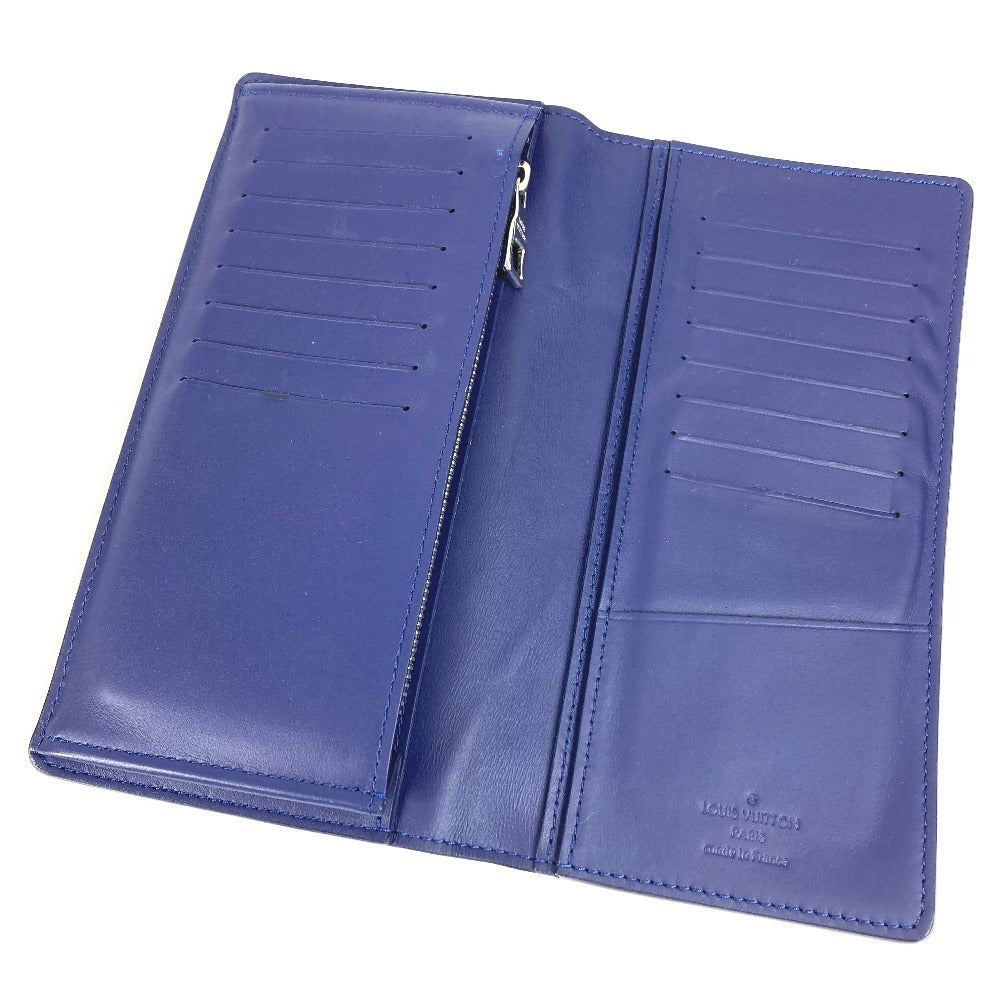 LOUIS VUITTON Long Wallet Purse M81405 leather blue monogram bandana Portefeuille Brazza