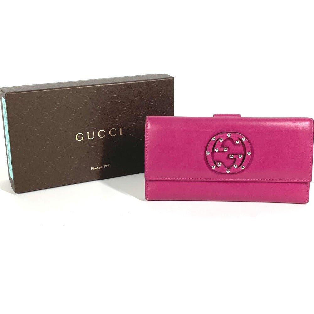 GUCCI Long Wallet Purse 231843 leather Purple pink type Interlocking G studs