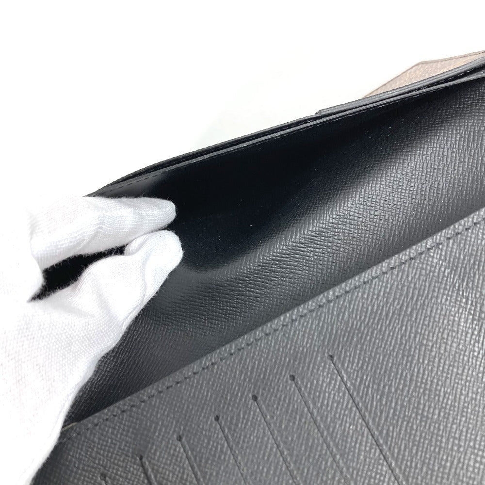 LOUIS VUITTON Long Wallet Purse M93800 Monogram Macassar canvas, leather black Monogram macacer Portefeuille Tanon
