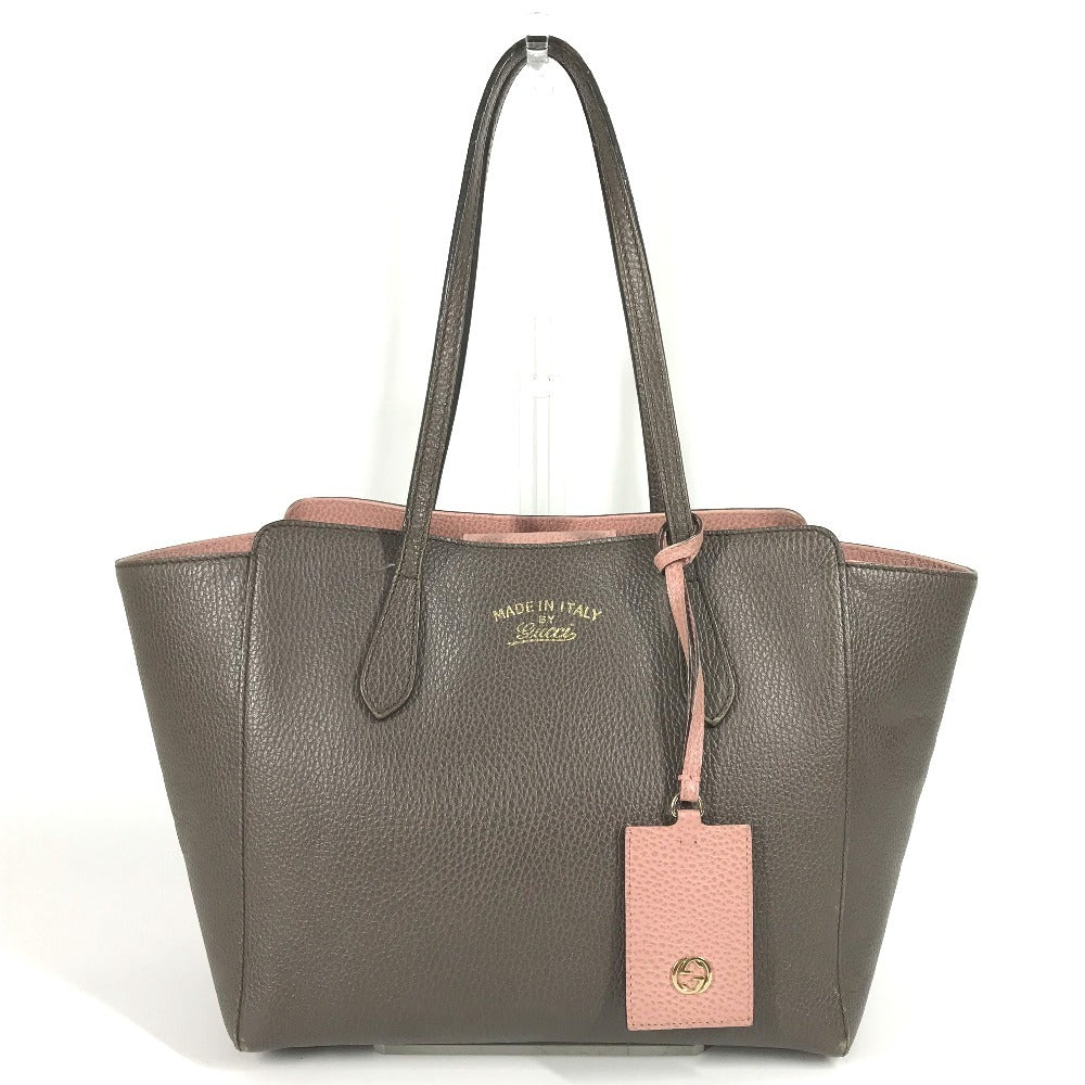 GUCCI Shoulder Bag 354408 leather gray By color logo swing