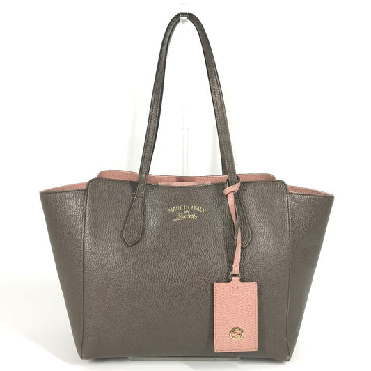 GUCCI Shoulder Bag 354408 leather gray By color logo swing
