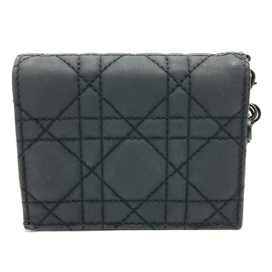 Dior Folded wallet S0178SLOI leather black Lady Dior Mini wallet