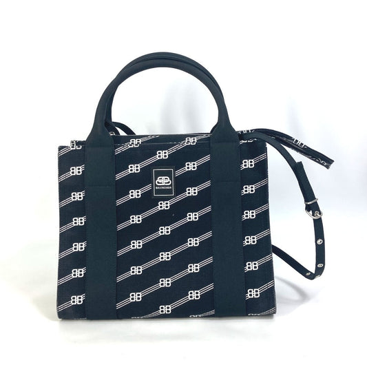 BALENCIAGA Handbag 620884 canvas black BB Trade S Women Used Authentic