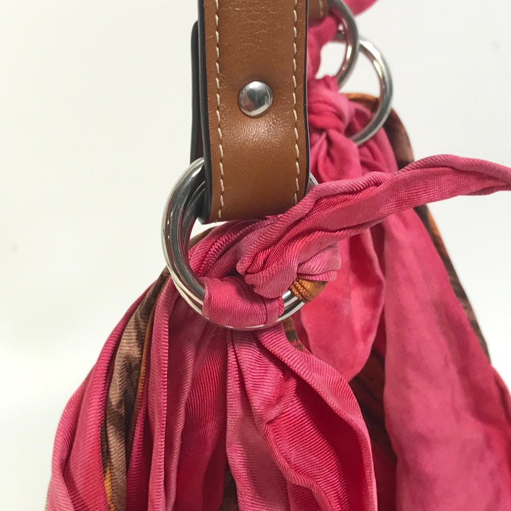 CELINE Shoulder Bag Silk / leather pink Scarf Bag