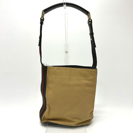 GUCCI Shoulder Bag 001・4286 Leather / canvas beige vintage Sherry line