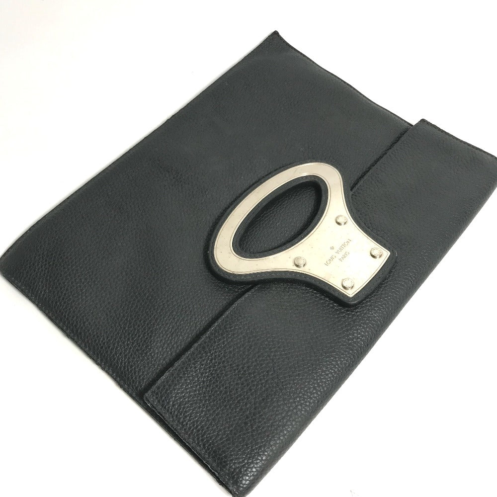 LOUIS VUITTON Clutch bag M48811 Taurillon Clemence Leather black Bag portfolio mens Used Authentic