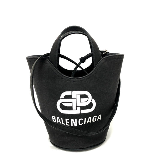 BALENCIAGA Handbag 619979 canvas black Wave XS