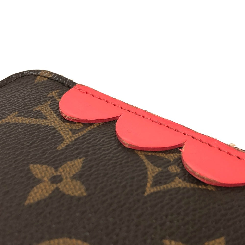 LOUIS VUITTON Long Wallet Purse M61364 Monogram canvas Brown / Red Monogram zippy wallet totem Women Used Authentic